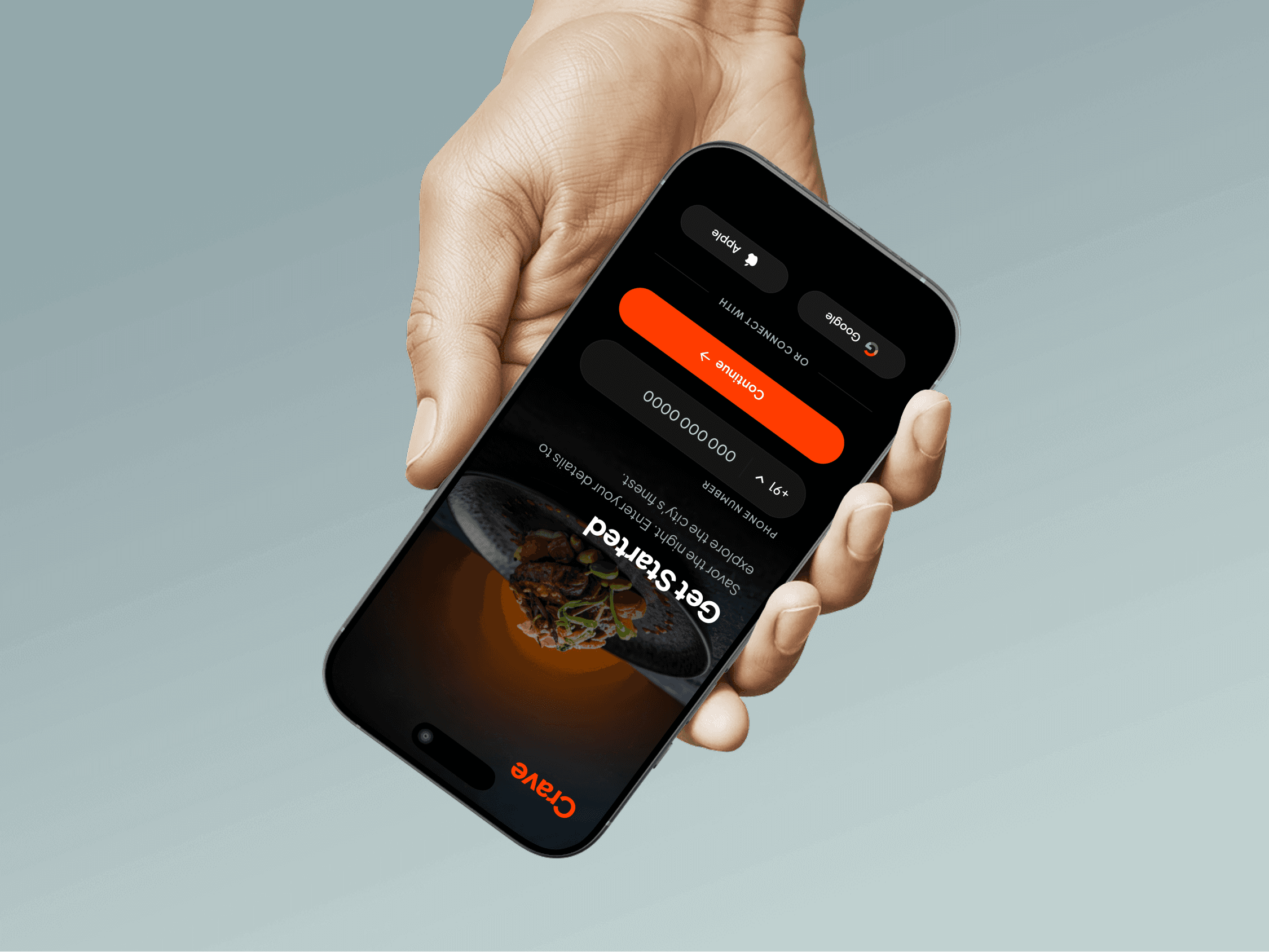 Crave app shown in use on a phone held in one hand
