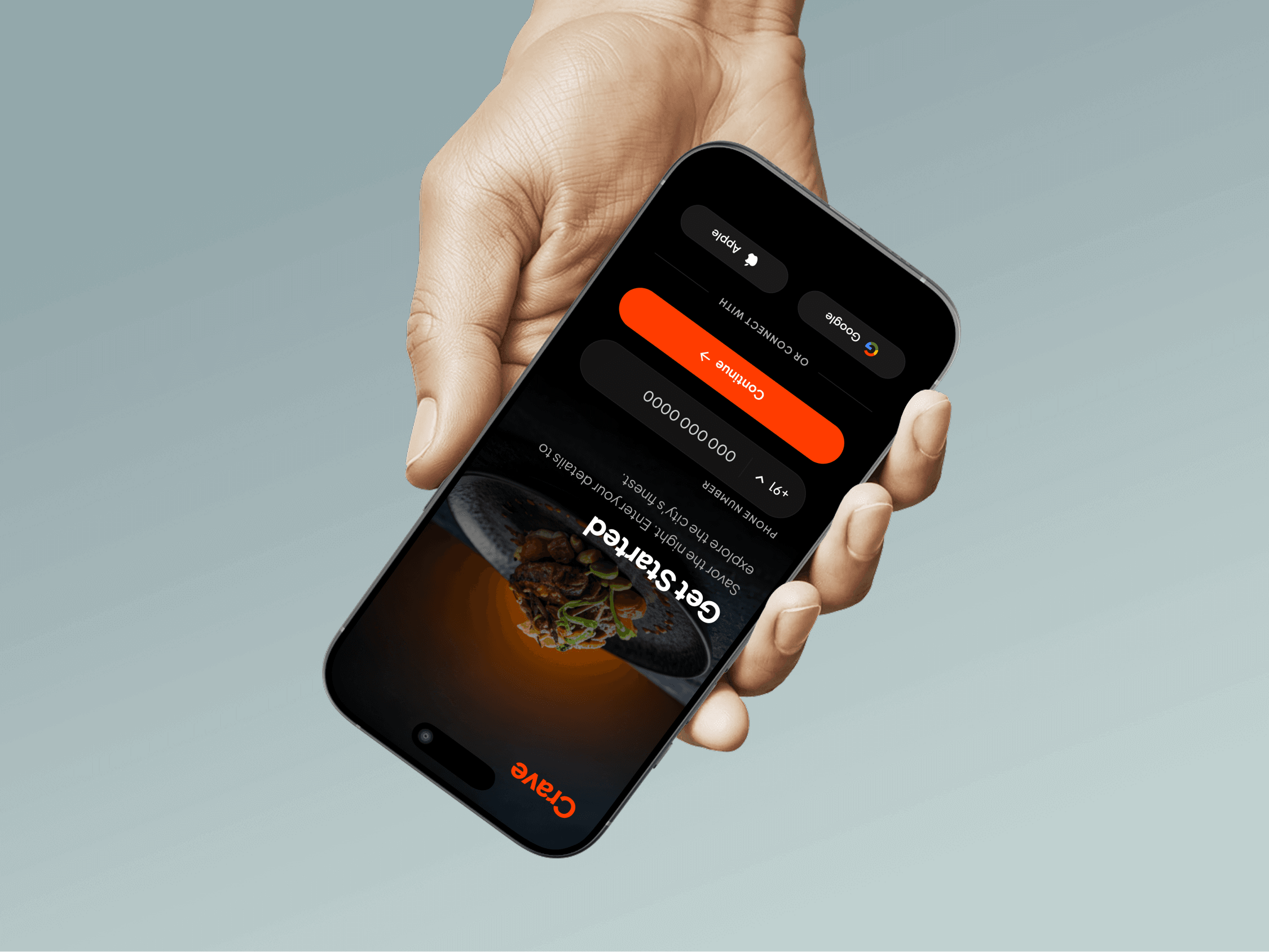 Crave app shown in use on a phone held in one hand